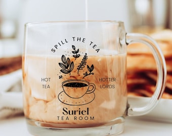 Suriel Tea Room Glass Mug ACOTAR Merch Bookish Things Book Club Gifts Booktok Merch Book Mug Romance Reader Librarian Rhysand Night Court