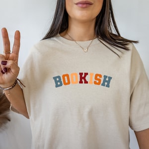 Bookish Shirt Colorful Varsity Letter Dark Academia Aesthetic Clothing Trendy Crewneck Librarian Gifts Bookish Booktok Tee Book Themed Gifts