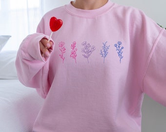 Subtle Bi Pride Wildflower Crewneck Sweatshirt Bi Flag Subtle Pride Discreet Pride Subtle Bisexual Bi Pride Shirt Bisexual Shirt Sublte LGBT