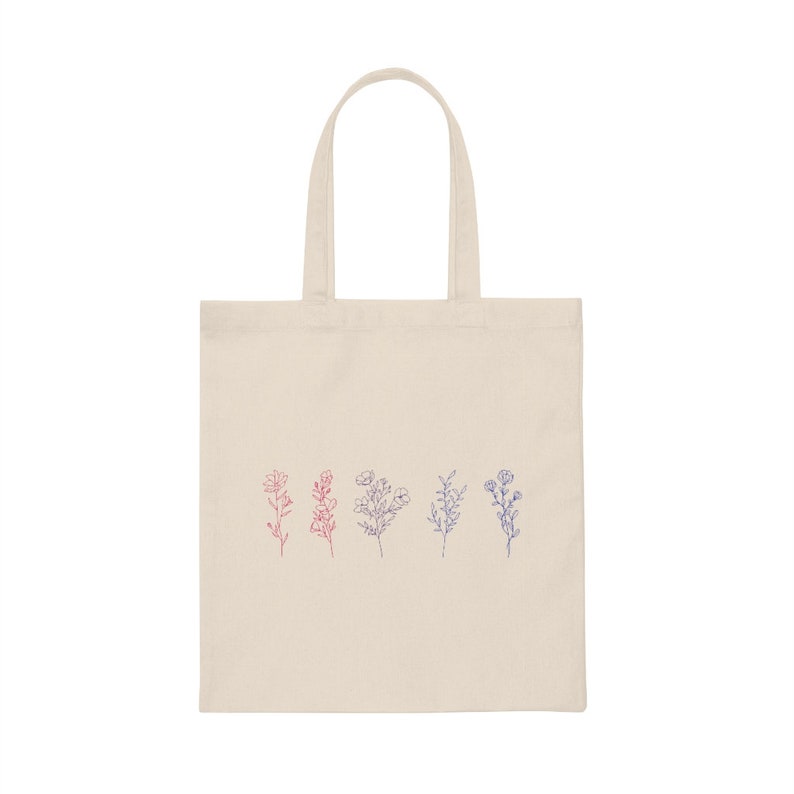 Subtle Bi Bag Wildflower Tote Bag Subtle Bi Pride Subtle Bisexual Pride Floral Tote ...
