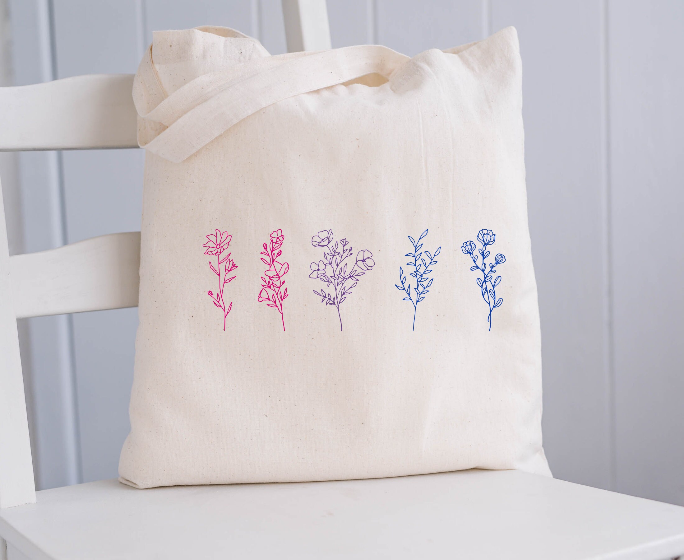 Subtle Bi Bag Wildflower Tote Bag Subtle Bi Pride Subtle Bisexual Pride Floral Tote ...