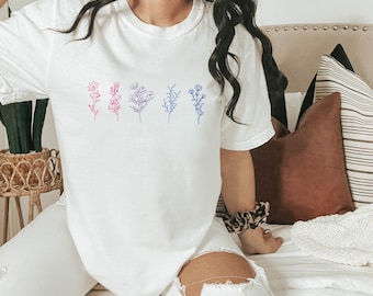 Comfort Colors Wildflowers Subtle Bi Pride Discreet Pride Apparel Bi Subtle Bisexual Pride Subtle Pride Shirt Bi Wife Energy Aesthetic