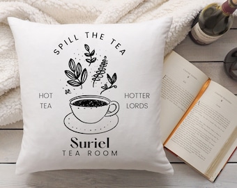 Suriel Tea Room Faux Suede Pillow Book Nook Dark Academia Decor ACOTAR Merch Rhysand Night Court Velaris Bookish Decor Reading Pillow