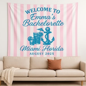 Personalisierter Bachelorette Wandteppich, Benutzerdefinierte Party Banner, Brautparty Zeichen, Bachelorette Party Dekor, Bachelor Party Feier Banner