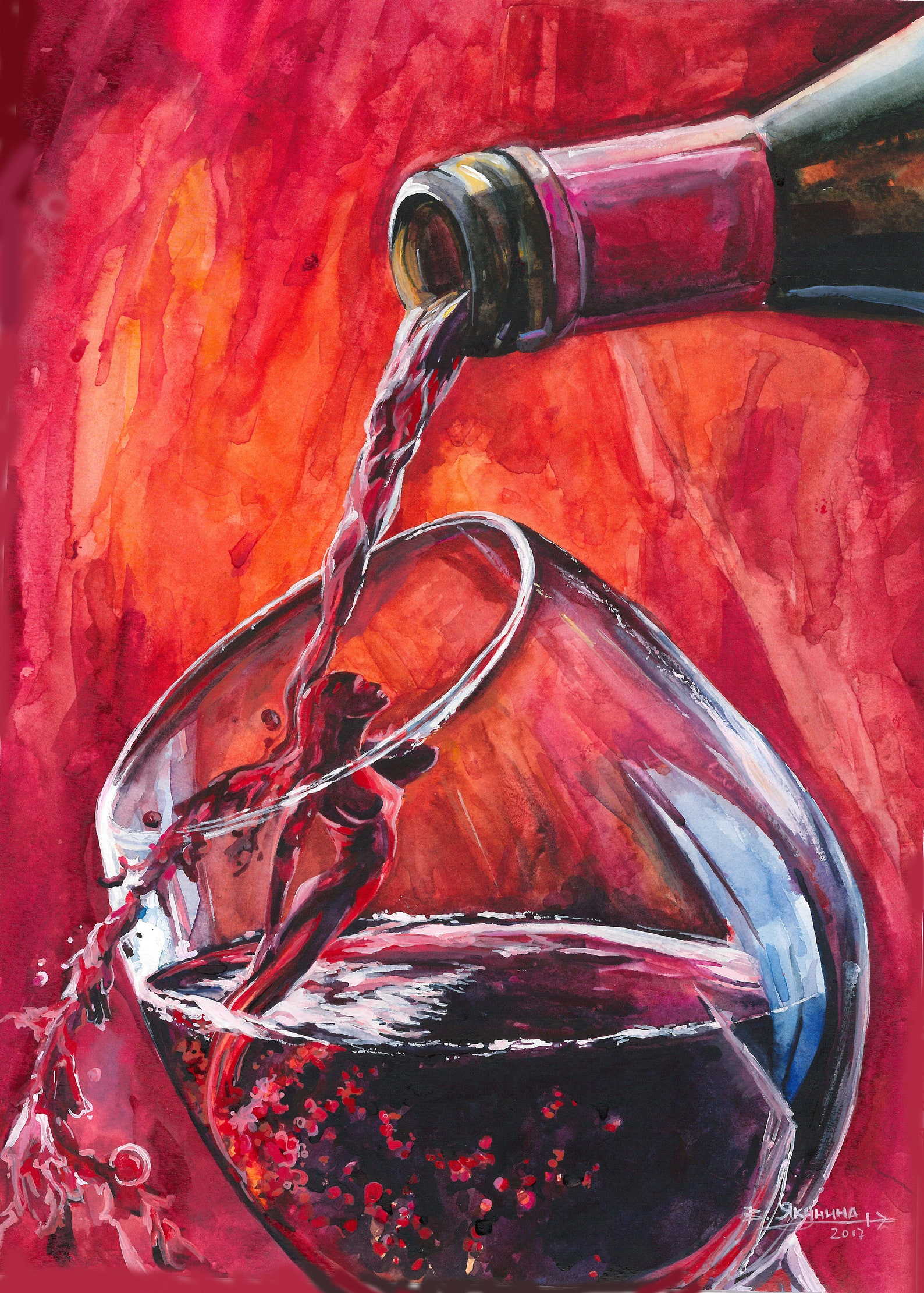 Lady in Red. Wine bottle painting. WINE AND PASSION.wine Etsy