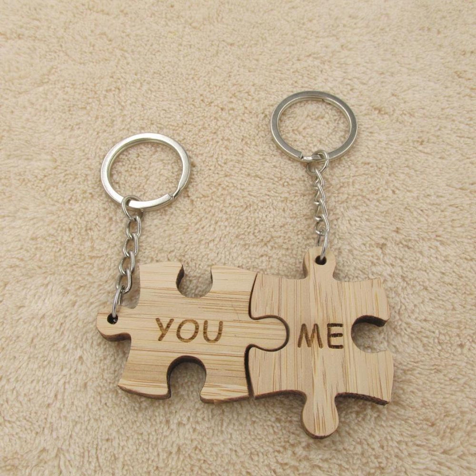 Wooden Puzzle Keychains For Couple Lovers I Love You and Me Etsy