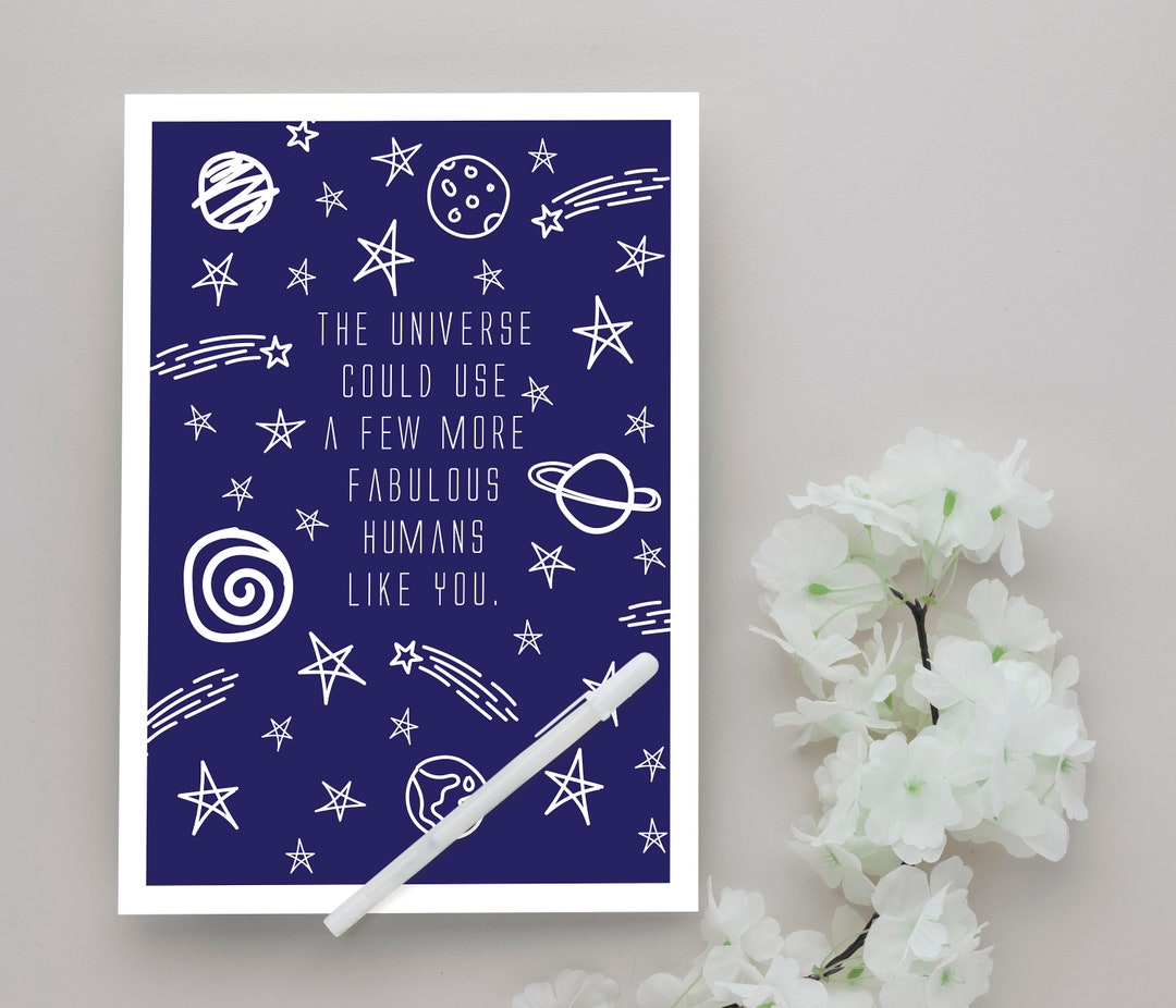 Solar System Note Creative Card Universe Solar System Notecard: Uplifting Quote Card With Envelope - Etsy