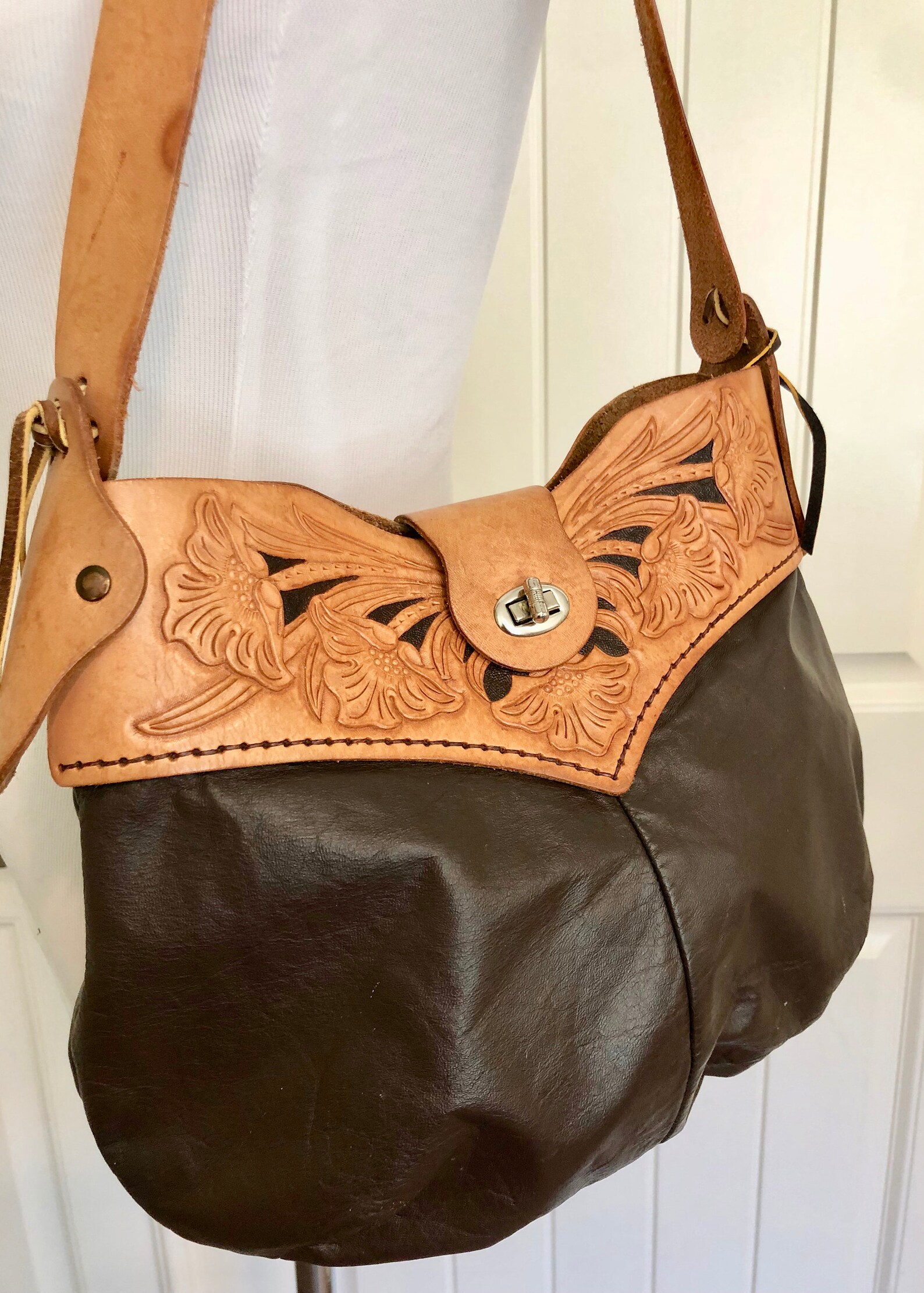 Vintage Leather Stamped Purse Etsy