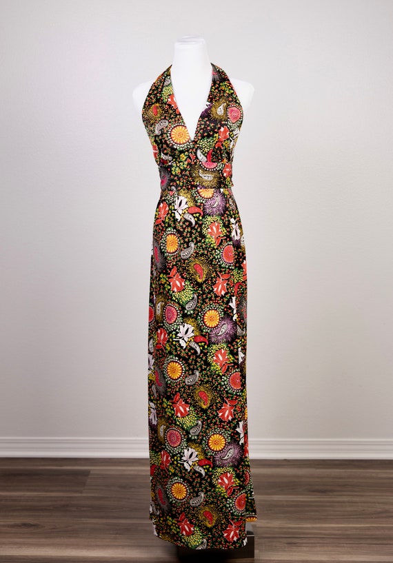 1970's Halter Tye Maxi Dress