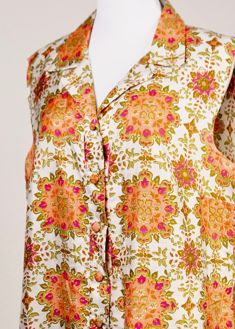 70/'s Button Up Collard Shift Dress