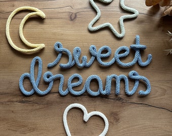 sweet dreams Set aus Draht und Wolle personalisiert , Geschenk, Geburt, Deko Kinderzimmer, Wörter, Kinderzimmerdeko,