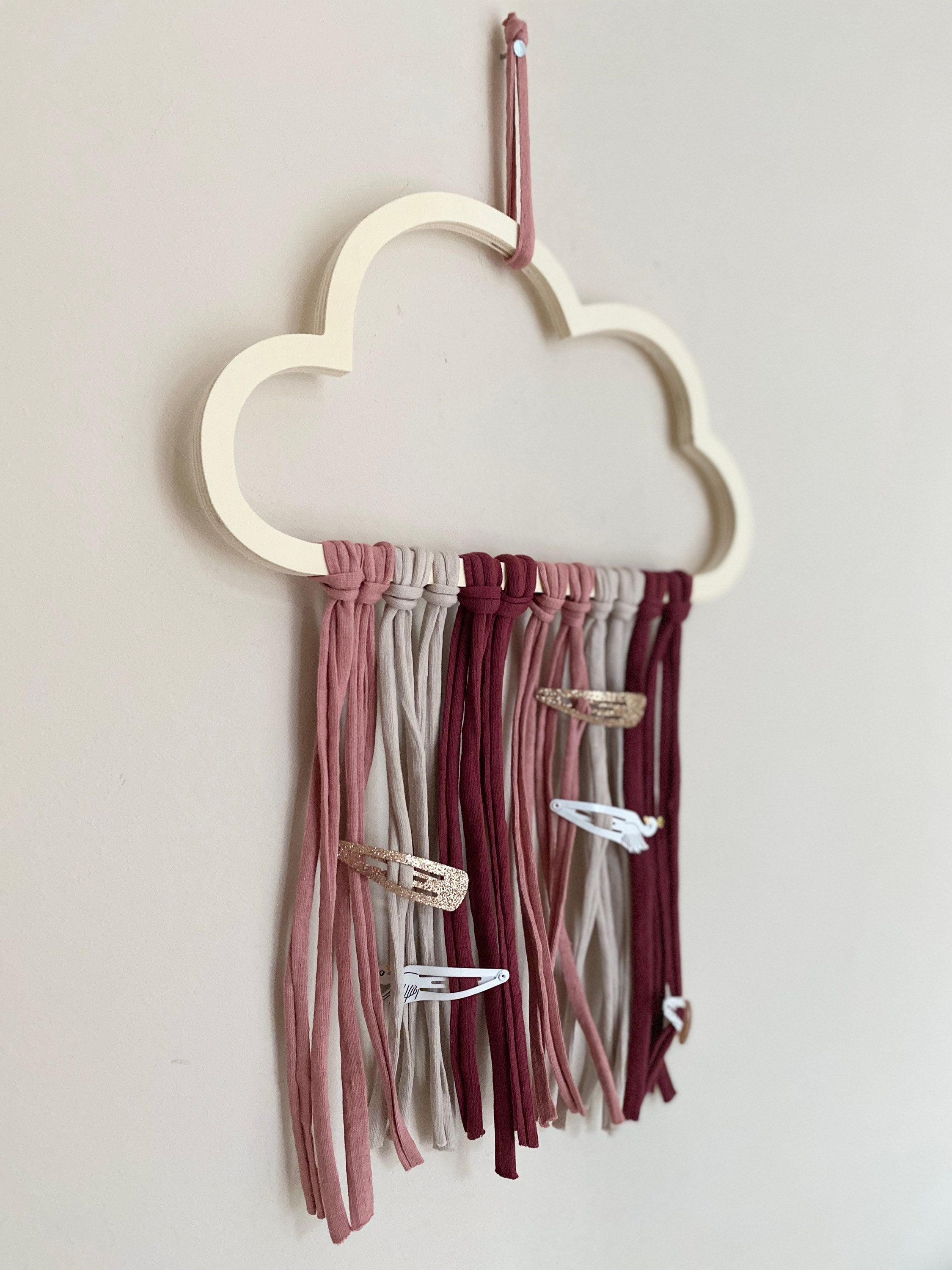 Wolkenförmiger Haarspangen-Halter Aus Holz – Mit Baumwoll-Quasten, Zum Aufhängen, Für Haarschleifen, Spangen, Stirnbänder, Wanddekoration