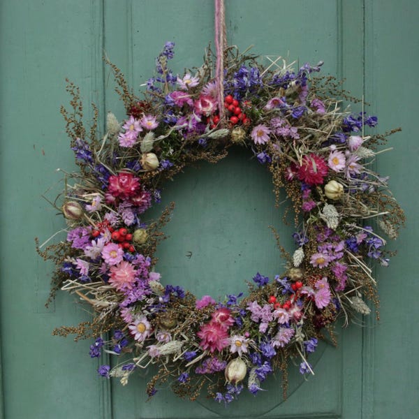Dried flower wreath, door wreath, dried flower wreath, flower wreath
