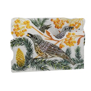 Gevouwen 3D-kaart, linosnede herfstkramsvogel
