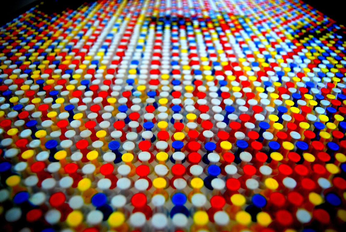 Push Pins for Your Push Pin Art Project. black, White, Yellow, Blue and
