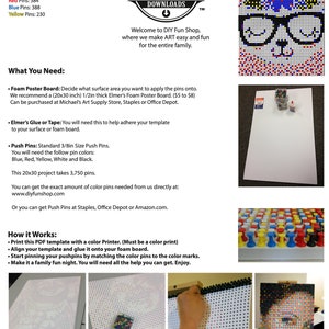 Cute Llama Push Pin Art DIY. How to Make a Pushpin Art Template Stencil. Family Puzzle Craft Model Kit. PP118 image 10