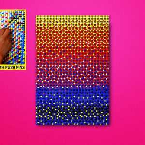 Push Pin Puzzle Rainbow Art DIY. How to Make a Pushpin Art Template Stencil. Family Jigsaw Puzzle Unique Gift For Him. Digital Download. image 4