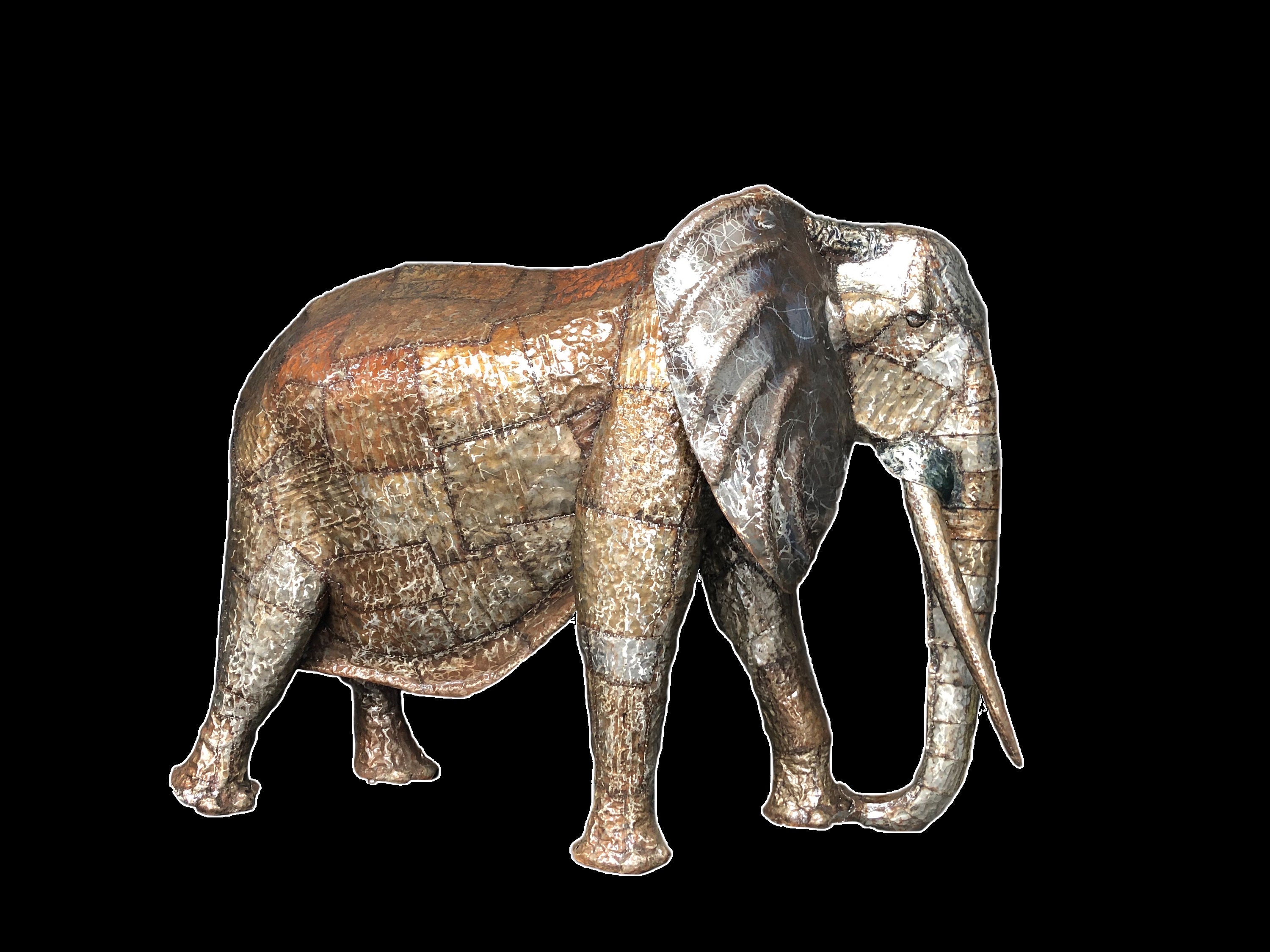 Elefanten 7 " Elefant Statue Handgeschnitzt Silber Beschichtet auf Metall Heim Deko Figur 