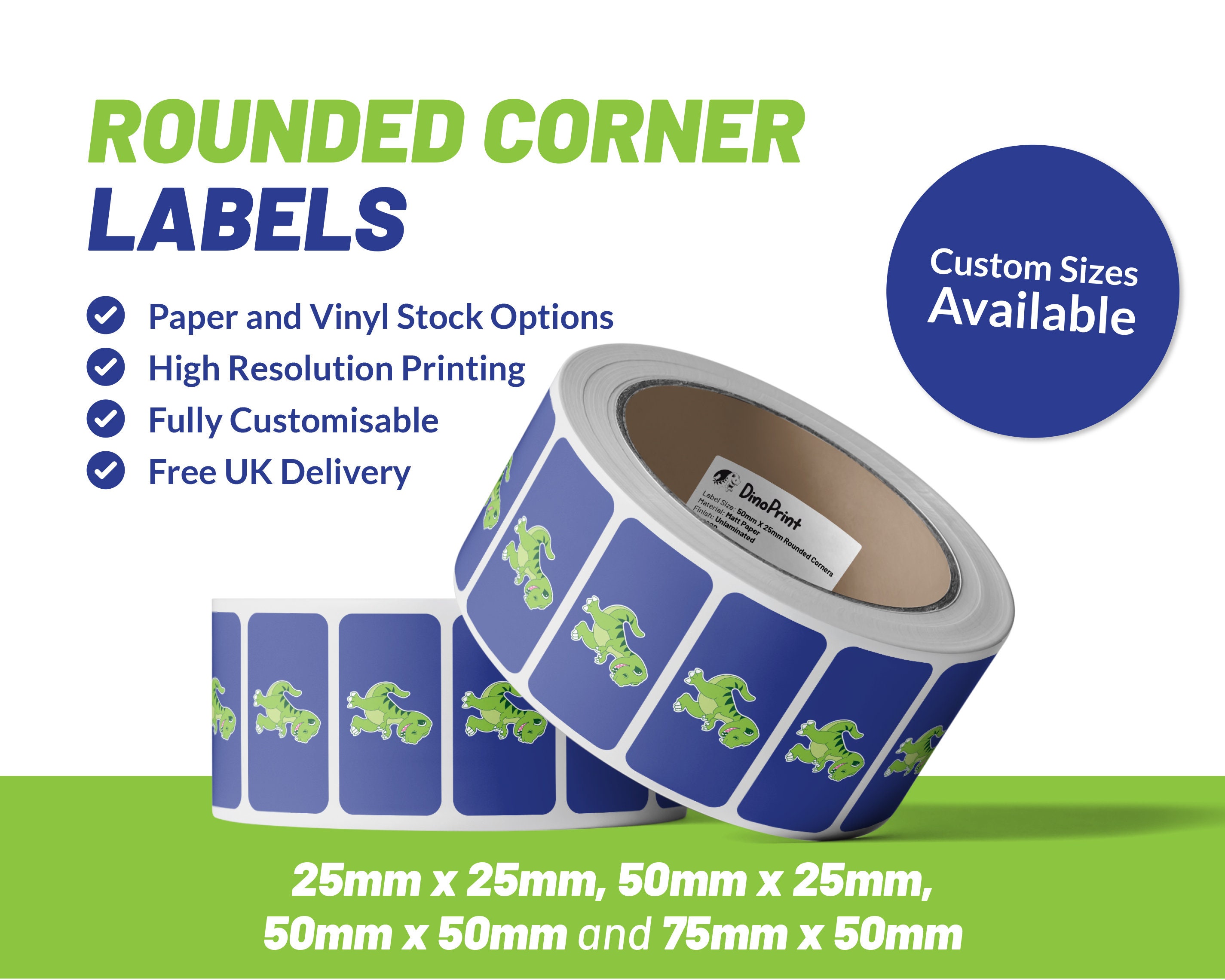 Custom Rounded Corner Labels / Custom Stickers / Personalised Etsy