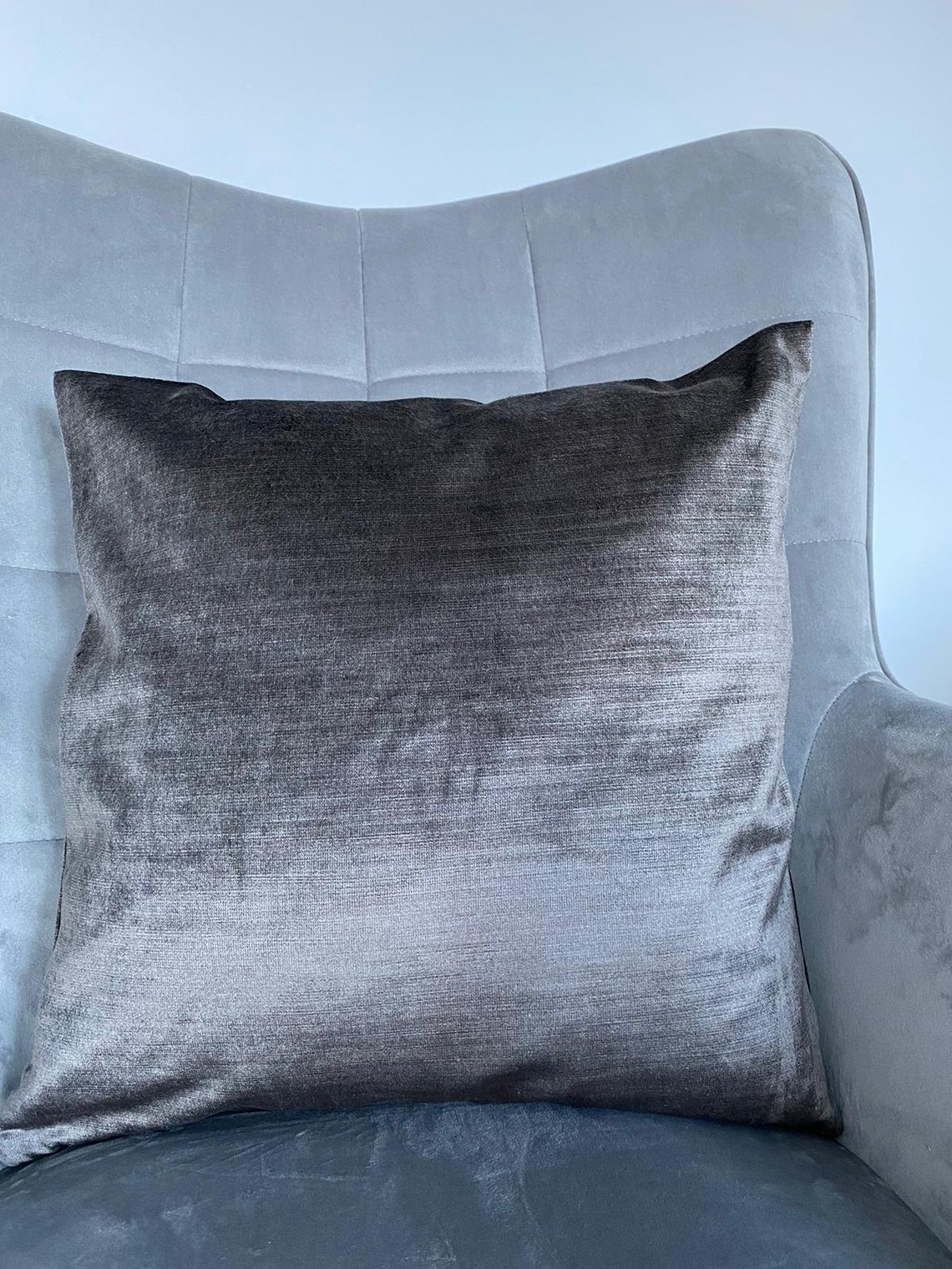 Grey Velvet Cushion Cover 18 43cm Decorative Cushion Etsy