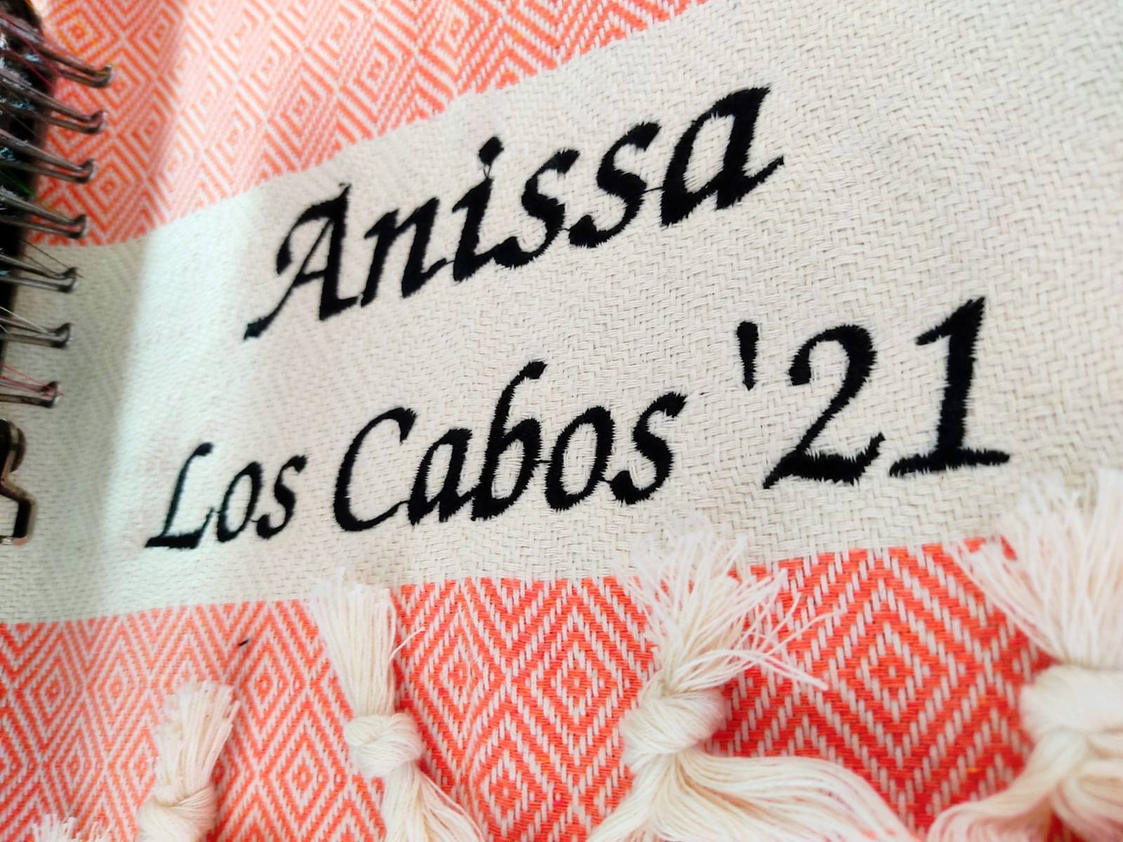 EMBROIDERED Orange Turkish Towel, Beach or Hand size Towel, Girls Trip Gifts, Personalized Gift, Bridesmaid Towel, Custom Kitchen Tea Towel