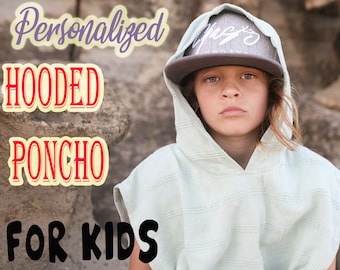 Kids BEACH Poncho, Monogrammed Beach Hoodie, Christmas Gifts for Kids, Personalized Turkish Towel Beach Coverup, Beach Coverup for Children