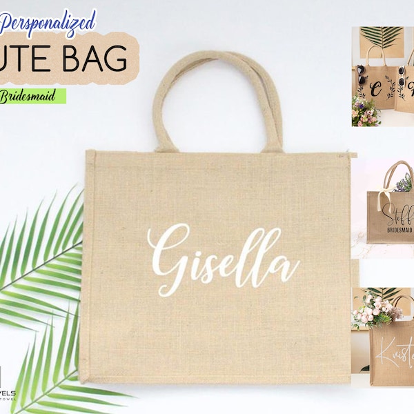 Personalized Bridesmaid Beach Jute Bag, Wedding Burlap Bag Gifts for Her, Beach Wedding Tote Bag, Jute Promotional Bags Whosale, Handbag