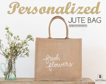 Custom Burlap Tote Bag, Personalized Jute Bag for Bridesmaids, Beach Bridesmaid Gift, Bridesmaid Bags for Wedding Day, Bride to Be Bag