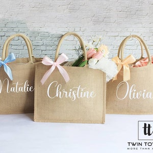 Personalized BURLAP Bridesmaid Tote Bags, Wedding Jute Bag Gifts for ...