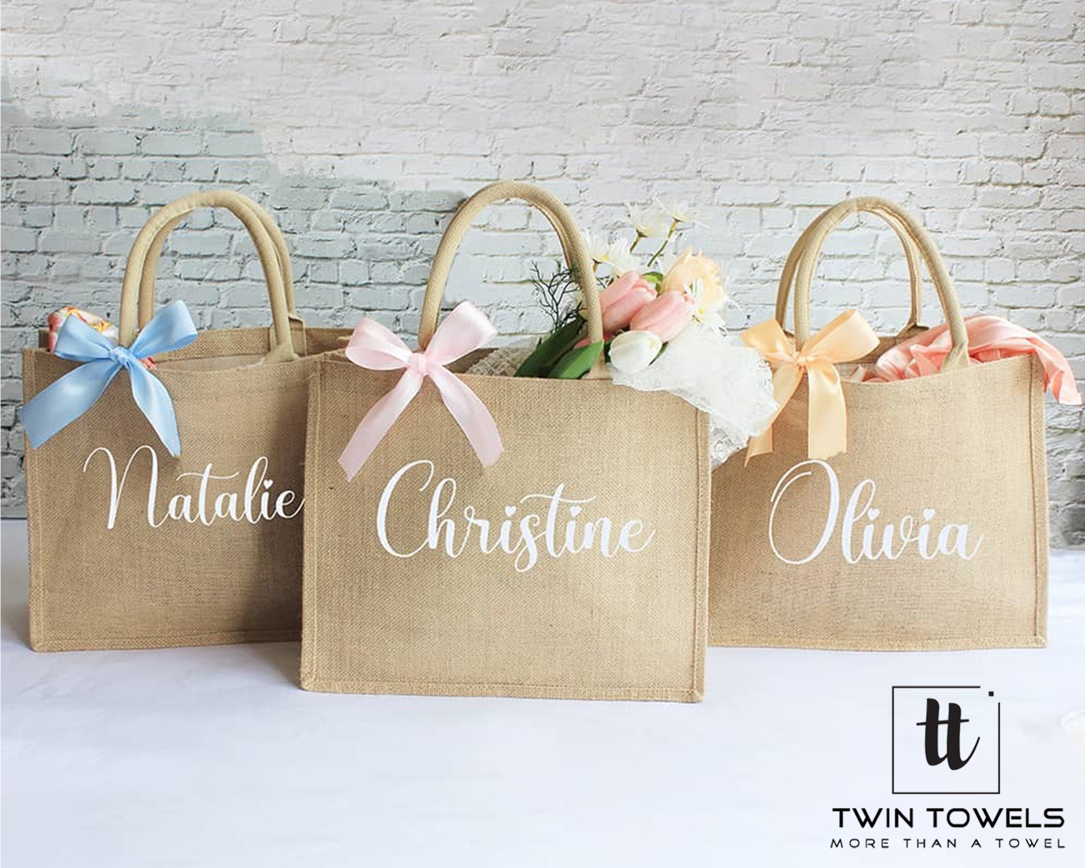 Personalized BURLAP Bridesmaid Tote Bags, Wedding Jute Bag Gifts for ...
