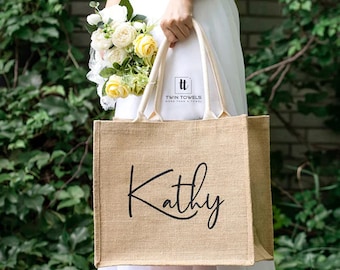 PERSONALIZED Tote Bag For Bridesmaid, Best Wedding Welcome Bag Beach Jute Gift, Personalised Burlap Tote Bridesmaid Gift Bags, Gift for Her