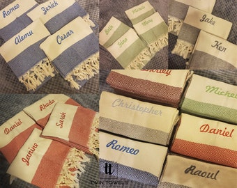 PERSONALIZED Turkish Beach Towel, Monogram Towel, Custom Gift for Her Unique, EMBROIDERY Beach or Hand size Towel, Bachelorette Gift Towel