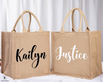 Personalized JUTE BAG for Bridesmaid Gift, Mother of Bride Wedding Favors Tote bag gift, Personalised Burlap Tote Bags Gift, Gift for Her