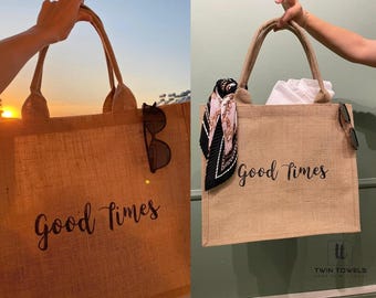 Personalized Burlap Tote Bag, Beach Bridesmaid Gift, Customized Beach Jute Bag for Bridesmaids, Bachelorette Party Favors Bag, Summer Gift