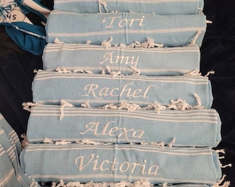 Personalized BEACH Towel, 70x40" MONOGRAMMED Turkish Towel Personalized Gifts, Beach Bridal Party Towel, Bachelorette Wedding Custom Gifts