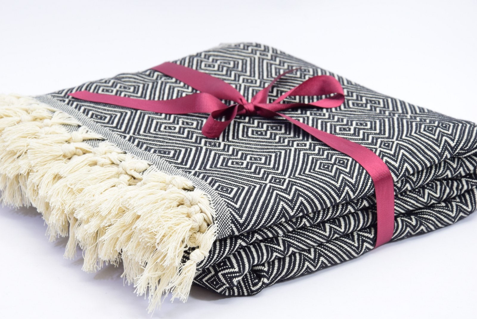 Black Turkish Blanket 90x70 Throw Blanket Cotton Bed Etsy