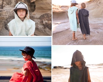 Custom PONCHO for Kids, Unisex Hooded Beach Wear for Kids, Custom Beach Coverup for Children, Turkish Beach Towel with Hoodie, Summer Gift