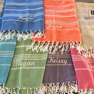 Custom BEACH Towel, 70x40&quot; MONOGRAMMED Turkish Towel Personalized Gifts, Beach Bridal Party Towel, Wedding Custom Gifts,