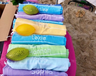 Personalized Beach Towel 70x40" MONOGRAMMED Turkish Towel Personalized Gifts Beach Bridal Party Towel Bachelorette Wedding Custom Gifts