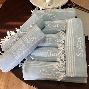 Personalized BEACH Towel, Bachelorette Wedding Custom Gifts, 70x40" MONOGRAMMED Turkish Towel Personalized Gifts, Bachelor Party Favors