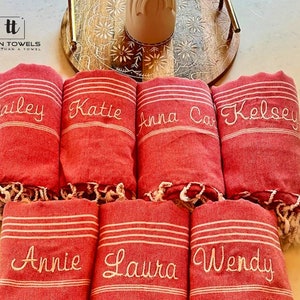 Personalized BEACH Towel, 70x40&quot; MONOGRAMMED Turkish Towel Personalized Gifts, Beach Bridal Party Towel, Wedding Custom Gifts, Gifts For Her