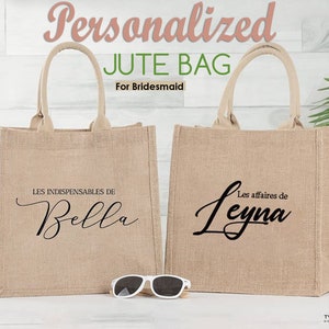 Personalized Gift TOTE Bag, Beach Bridesmaid Gift, Personalized Jute Bag for Bridesmaids, Burlap Tote Bag, Bachelorette Party Favors Bag