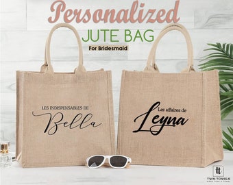 Personalized Gift TOTE Bag, Beach Bridesmaid Gift, Personalized Jute Bag for Bridesmaids, Burlap Tote Bag, Bachelorette Party Favors Bag