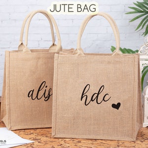 Personalized Tote Bag Gift for Wedding, Beach Bridesmaid Gift, Customized Beach Jute Bag, Bachelorette Party Favors Bag, Xmas Gift, Evjf