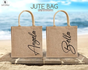 Customized Jute Tote Bag, Personalized Gift for Bridesmaid, Wedding Favors Tote Bag Gift, Personalized Gift Bag, Bridal Party Gifts