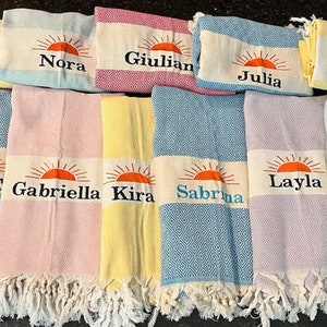 Personalized Gifts Beach Towel, Monogrammed Turkish Towel, Custom Wedding Gift Towel for Bridesmaid Proposal Summer Gifts, Girls Trip Gifts