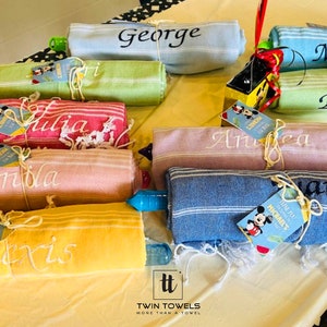 Personalized BEACH Towel, Bachelorette Wedding Custom Gifts, 70x40&quot; MONOGRAMMED Turkish Towel Personalized Gifts, Beach Bridal Party Towel