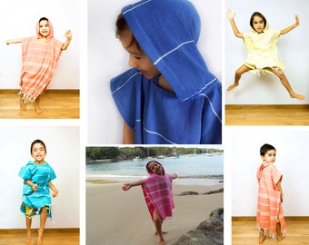 Unisex HOODED Beach Wear for Kids, Monogrammed Hooded Beach Wear for Kids, Custom Birthday Turkish Towel Beach Wear Coverup for Children