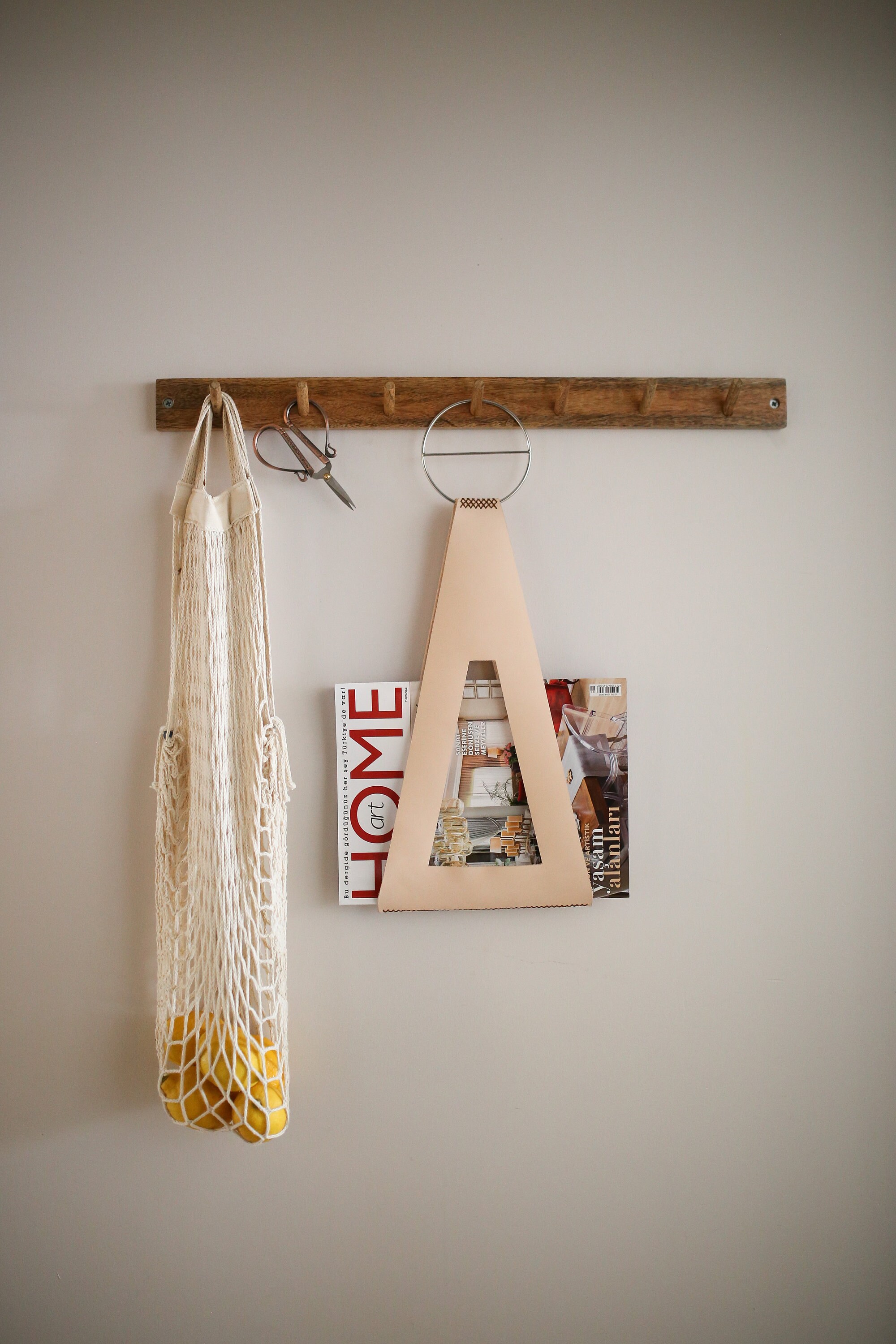 Support de Disque Vinyle, Pendaison Mur en Cuir, Support Fichier Magazine, Cadeau Crémaillère d'appa