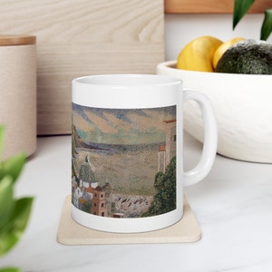 Vintage Watercolor Art Mug | Original Design | 11 oz Ceramic Coffee Tea Mug | Vintage 1960s design| Mom gift| Original art| Mug| Watercolor